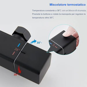 AICA Colonna doccia multifunzioni termostato soffione quadrato in acciaio inox rubinetteria doccia termostatica nero