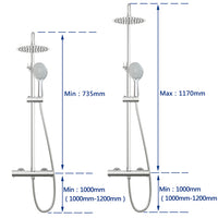 AICA ITALY Sistema Doccia con Miscelatore Termostatico a 38℃ e Doccetta Rotonda Altezza Regolabile 735-117cm Cromo