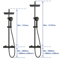 AICA Colonna Doccia con Miscelatore Termostatico, Soffione Doccia in Acciaio Inox 20x20cm, Doccetta Tonda da 108mm Nero