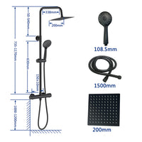 AICA ITALY Colonne Doccia Termostatiche, Sistema Doccia con Miscelatore Termostatico a 38℃ e Doccetta Quadrata 220x64mm Nero