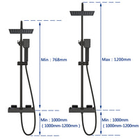 Colonna Doccia con Miscelatore Termostatico, Rubinetto Doccia 28x4cm, Soffione Doccia in Acciaio Inox 20x20cm Nero AICA 