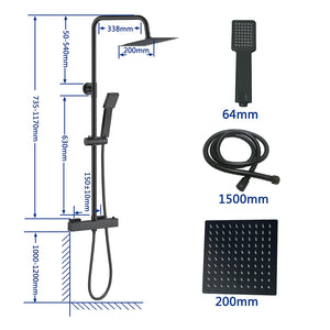 AICA Colonna Doccia con Miscelatore Termostatico, Set Doccia con Soffione a 20cm Pioggia e 40x280mm Rubinetto Nero