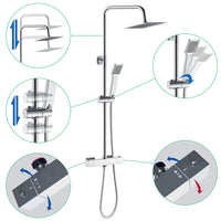 AICA Set Doccia Completo Cromo con Soffione Doccetta e Rubinetto Quadrati e Saliscendi Tondo, Miscelatore Termostatico Doccia