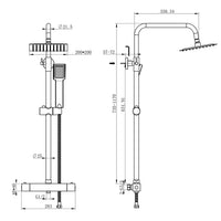 Colonna Doccia con Miscelatore Termostatico, Rubinetto Doccia 28x4cm, Soffione Doccia in Acciaio Inox 20x20cm Nero AICA 