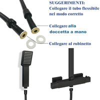 AICA Colonna Doccia con Miscelatore Termostatico, Sistema Doccia Antiscottatura, Set Doccia con Soffione 20x20cm Nero