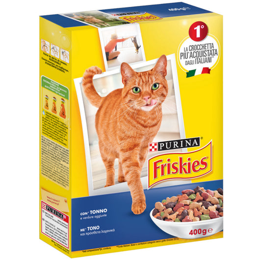 Multipack da 6 friskies purina croccantini per gatti adulti tonno e verdure 400 gr cad