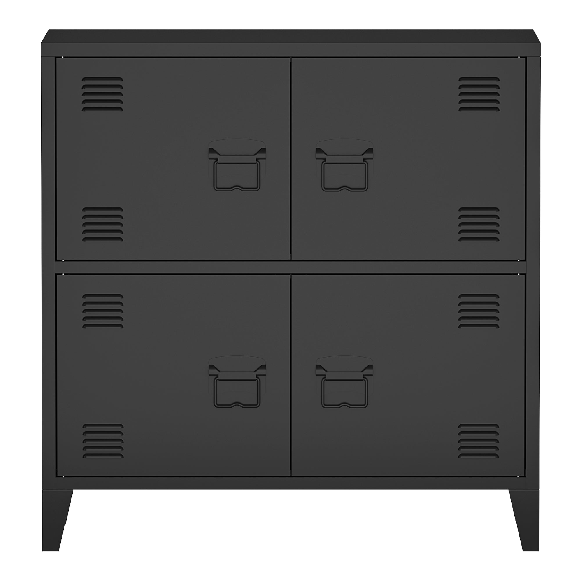 Armadio Hamina a 4 Ante Mobile in Acciaio per Archivio 82 x 80 x 40 cm Nero [en.casa]