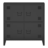 Armadio Hamina a 4 Ante Mobile in Acciaio per Archivio 82 x 80 x 40 cm Nero [en.casa]