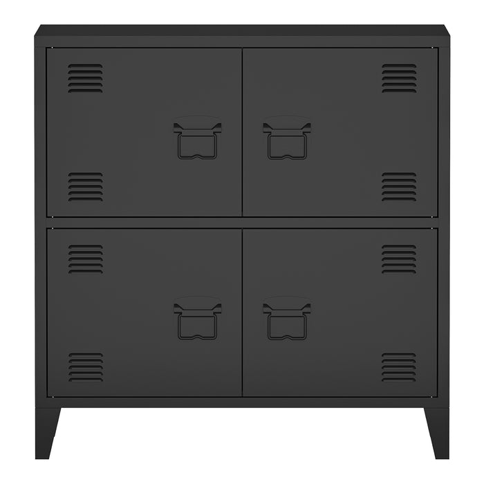 Armadio Hamina a 4 Ante Mobile in Acciaio per Archivio 82 x 80 x 40 cm Nero [en.casa]