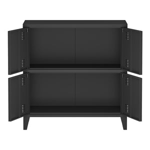 Armadio Hamina a 4 Ante Mobile in Acciaio per Archivio 82 x 80 x 40 cm Nero [en.casa]