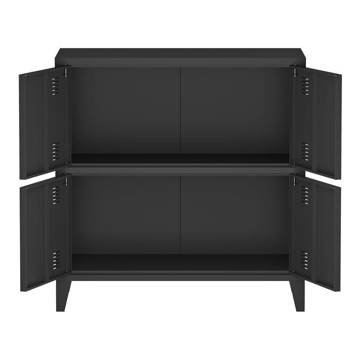 Armadio Hamina a 4 Ante Mobile in Acciaio per Archivio 82 x 80 x 40 cm Nero [en.casa]