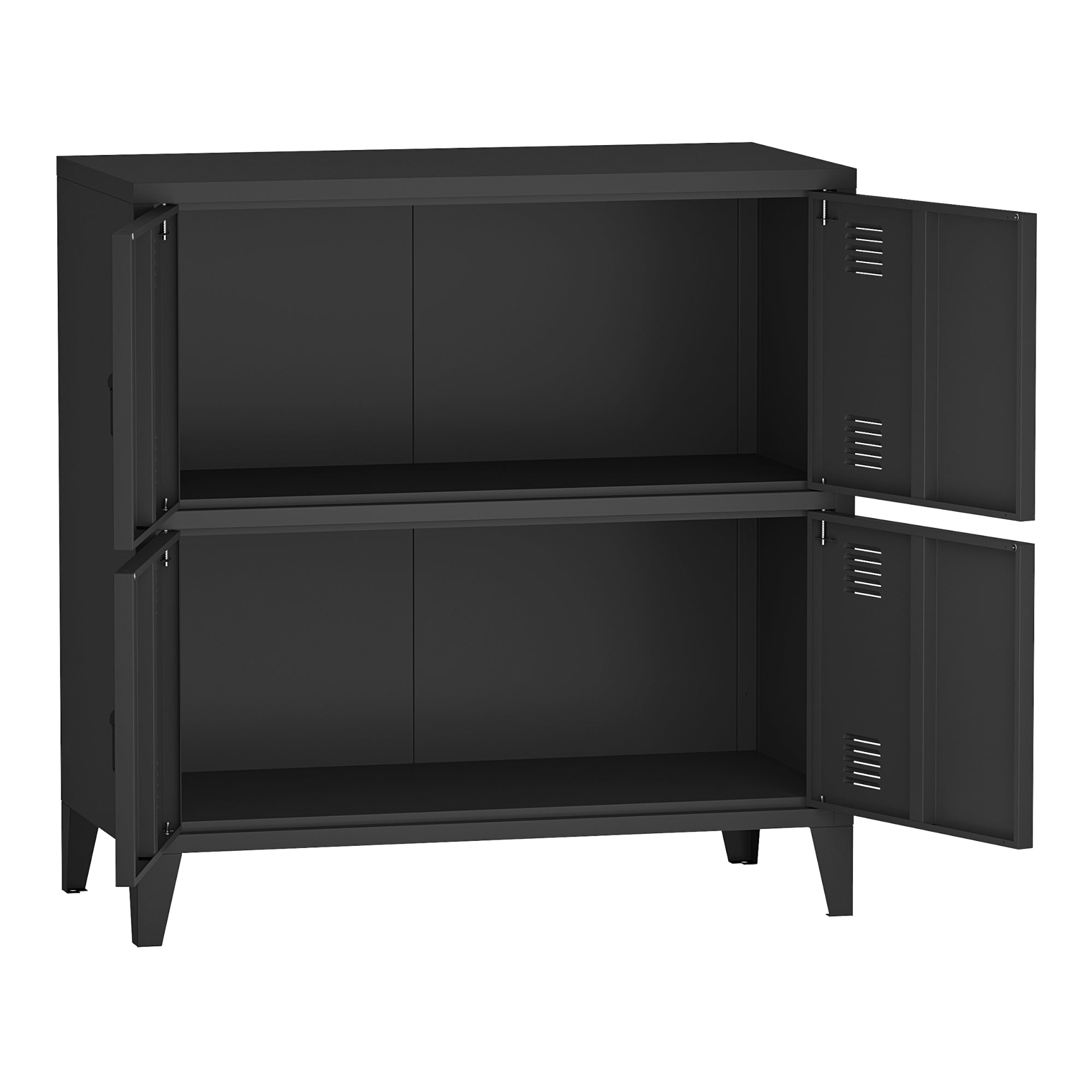 Armadio Hamina a 4 Ante Mobile in Acciaio per Archivio 82 x 80 x 40 cm Nero [en.casa]