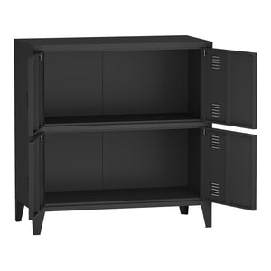 Armadio Hamina a 4 Ante Mobile in Acciaio per Archivio 82 x 80 x 40 cm Nero [en.casa]