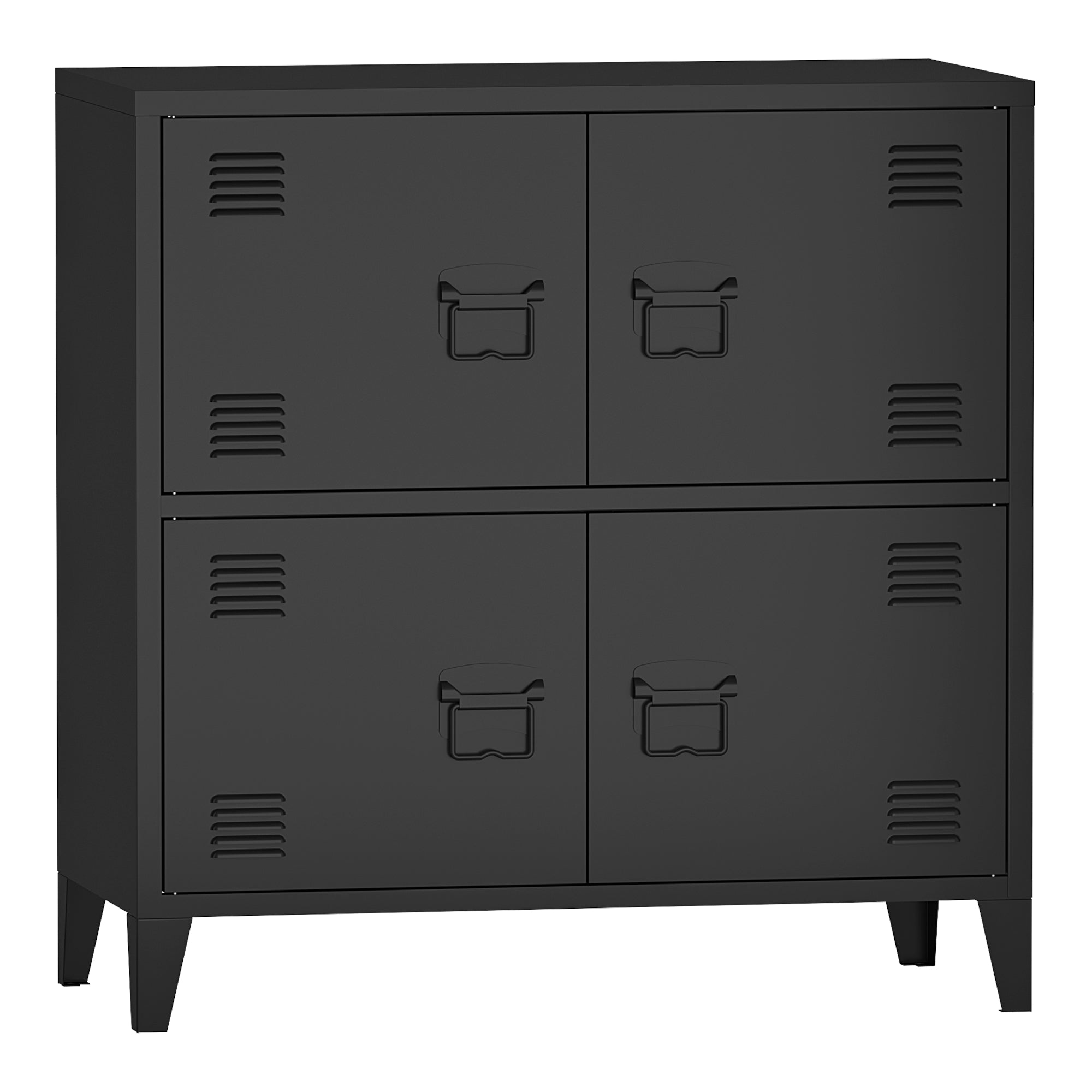 Armadio Hamina a 4 Ante Mobile in Acciaio per Archivio 82 x 80 x 40 cm Nero [en.casa]