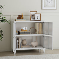 Armadio Hamina a 4 Ante Mobile in Acciaio per Archivio 82 x 80 x 40 cm Bianco [en.casa]