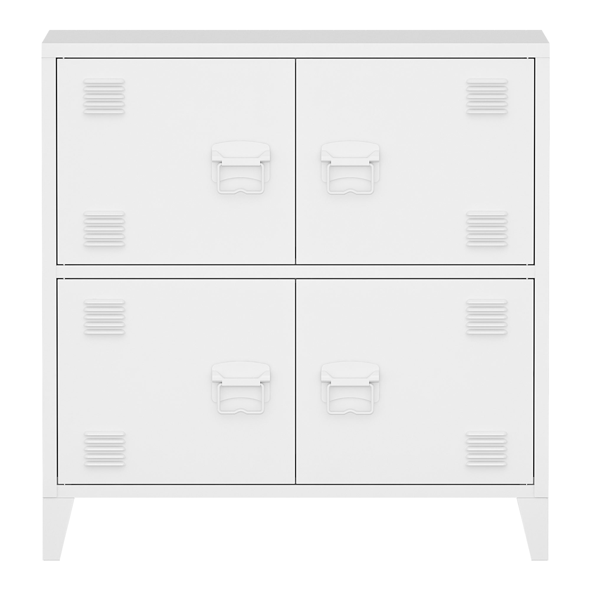 Armadio Hamina a 4 Ante Mobile in Acciaio per Archivio 82 x 80 x 40 cm Bianco [en.casa]