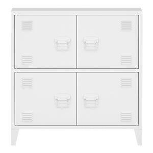 Armadio Hamina a 4 Ante Mobile in Acciaio per Archivio 82 x 80 x 40 cm Bianco [en.casa]