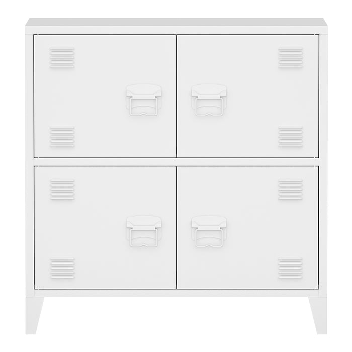 Armadio Hamina a 4 Ante Mobile in Acciaio per Archivio 82 x 80 x 40 cm Bianco [en.casa]