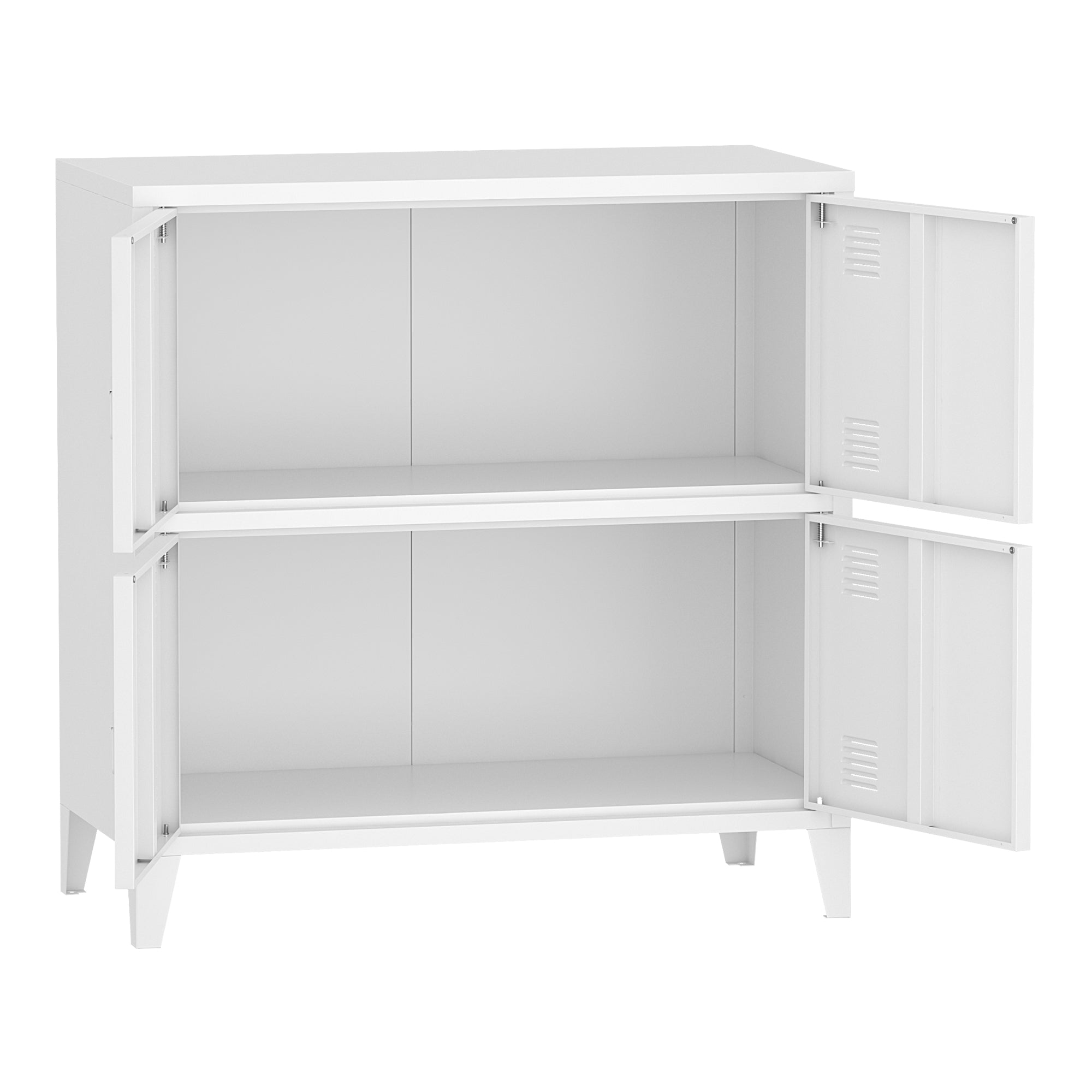 Armadio Hamina a 4 Ante Mobile in Acciaio per Archivio 82 x 80 x 40 cm Bianco [en.casa]