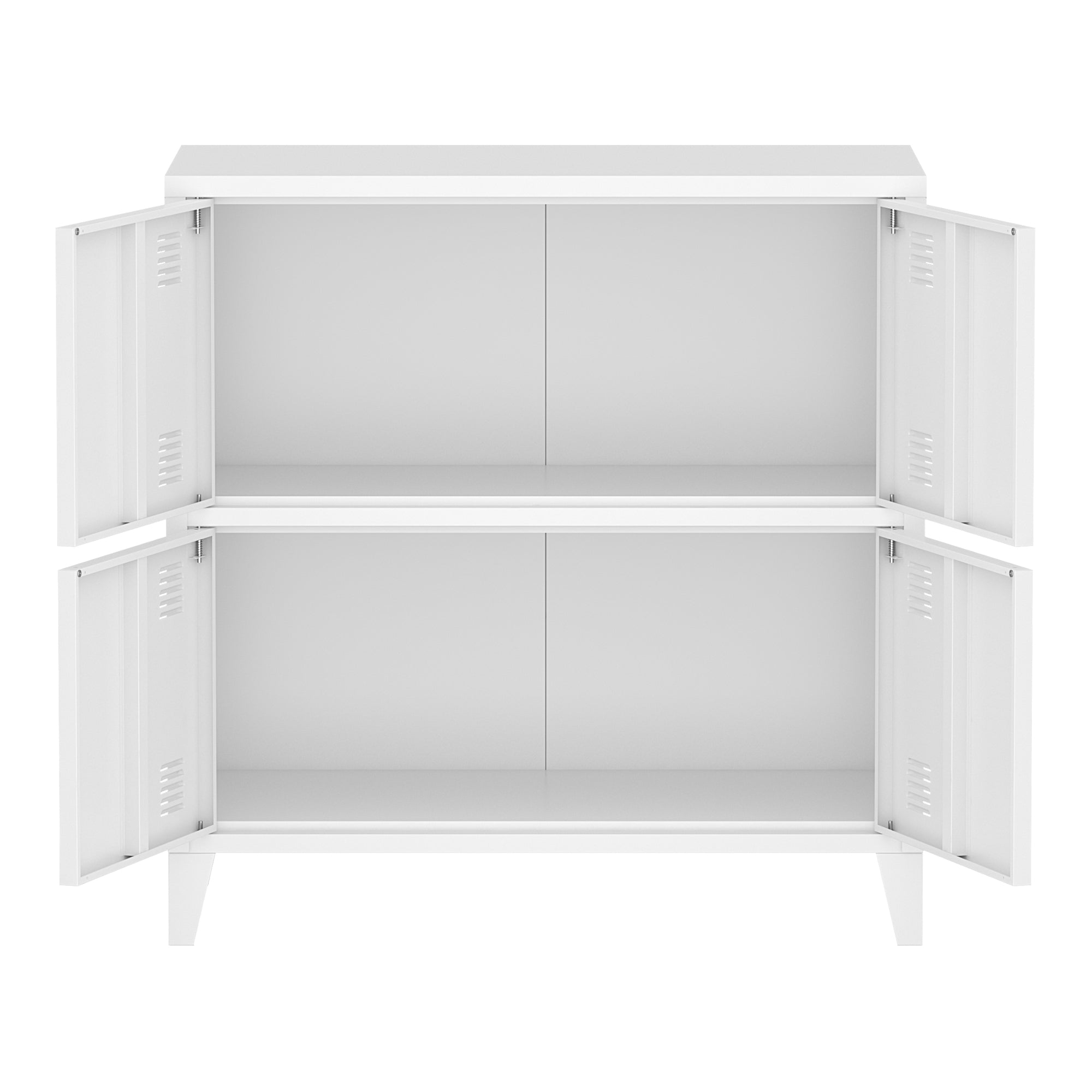 Armadio Hamina a 4 Ante Mobile in Acciaio per Archivio 82 x 80 x 40 cm Bianco [en.casa]