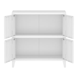 Armadio Hamina a 4 Ante Mobile in Acciaio per Archivio 82 x 80 x 40 cm Bianco [en.casa]