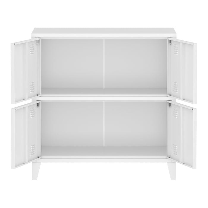 Armadio Hamina a 4 Ante Mobile in Acciaio per Archivio 82 x 80 x 40 cm Bianco [en.casa]