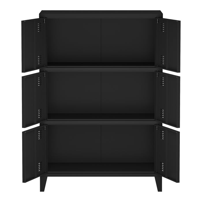 Armadio Hamina Mobile in Acciaio per Archivio 113 x 80 x 40 cm Nero [en.casa]