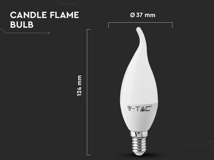 Lampada A Led E14 CF37 5,5W Freddo 6400K Forma Candela Fiamma Colpo Di Vento SKU-119