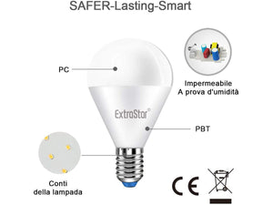 Lampada A Led E14 P45 G45 8W Bianco Freddo 6500K 720 Lumen