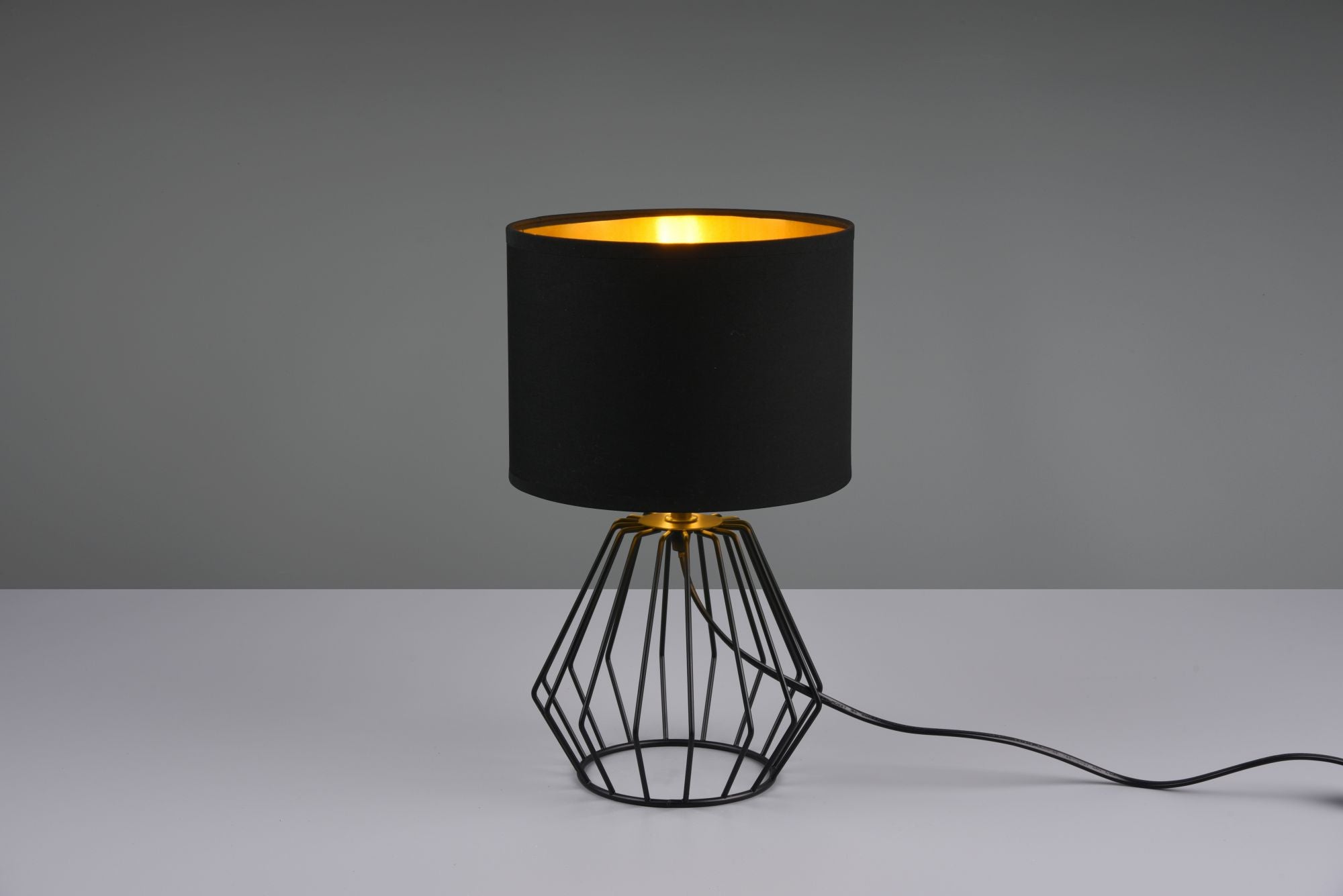 Lampada CHUCK paralume nero e base gabbia  H.37CM metallo nero  oro R50931002