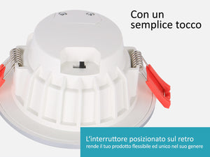 Lampada Faretto Led Da Incasso 10W CCT Dimmerabile Triac Dimmer 2700K 4000K 6000K 3 In 1 Diametro 110mm Carcassa Bianca