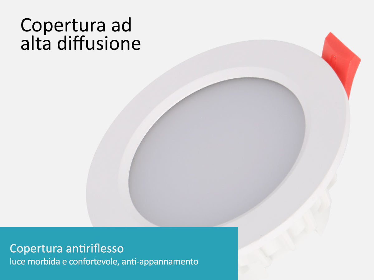 Lampada Faretto Led Da Incasso 10W CCT Dimmerabile Triac Dimmer 2700K 4000K 6000K 3 In 1 Diametro 110mm Carcassa Bianca