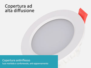 Lampada Faretto Led Da Incasso 10W CCT Dimmerabile Triac Dimmer 2700K 4000K 6000K 3 In 1 Diametro 110mm Carcassa Bianca