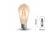 Lampada Filo Led a Filamento E27 ST64 6W Bianco Caldo 2200K Cover Amber Vintage SKU-214362