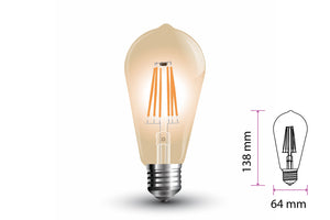 Lampada Filo Led a Filamento E27 ST64 6W Bianco Caldo 2200K Cover Amber Vintage SKU-214362