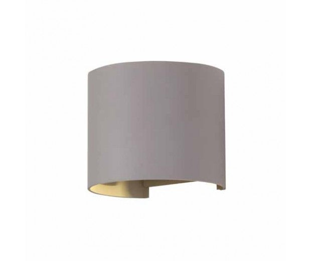 Lampada LED da Muro Arrotondata Doppio LED COB 6W Colore Grigio Satinato Fascio Luminoso Regolabile 4000K IP65