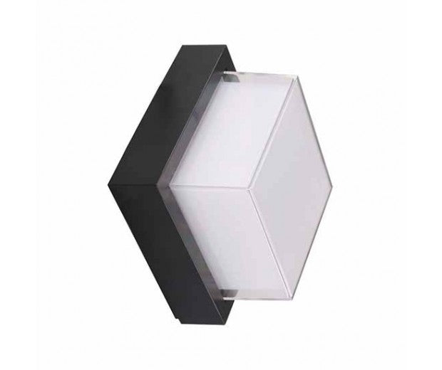 Lampada LED 7W bianco caldo 3000K corpo quadrato nero waterproof IP65