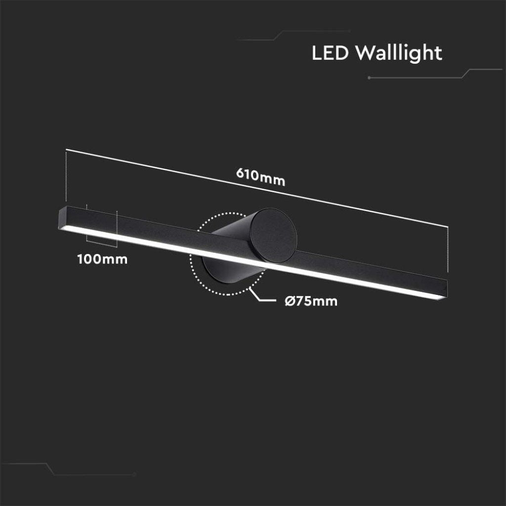 Lampada LED da Specchio Bagno 10W 1530LM Colore Nero 4000K 610X100X75mm IP65 SKU-405841