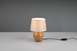 Lampada LUXOR base effetto legno mezza sfera paralume  H.  26CM D. 18CM beige R50621035