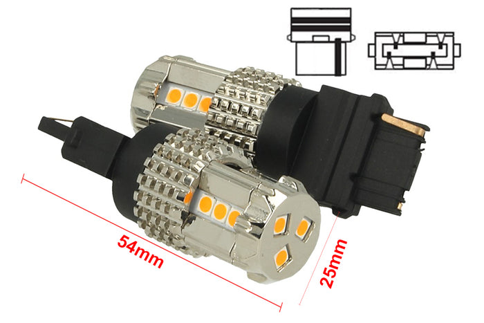 Lampada Led 3156 T25 PY27W 12V 45W No Polarita Arancione Super Luminoso Per Frecce