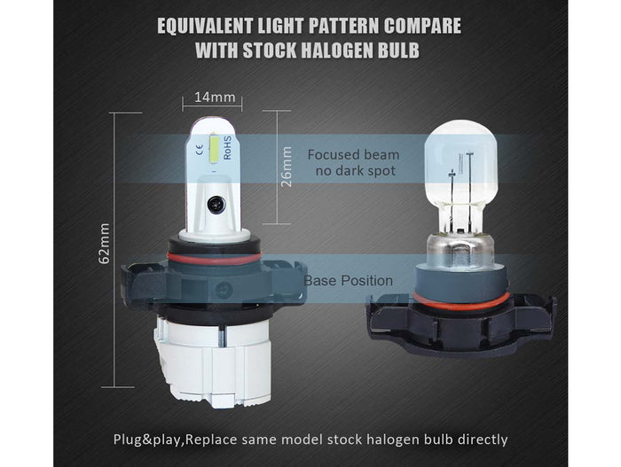 Lampada Led 5202 H16 PG20/3 PS24W PS19W 12V 20W Fendinebbia IP65 Bianco 6000K 2000LM 360 Gradi Canbus Slim