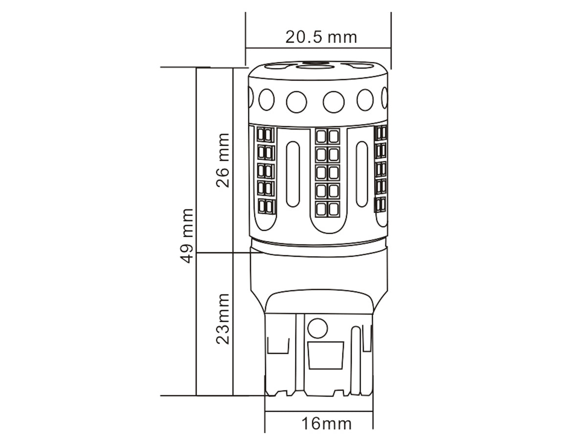 Lampada Led 7440 T20 W21W 100% Canbus 12V 21W Effettiva Arancione Con Ventola In Testa