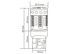 Lampada Led 7440 T20 W21W 100% Canbus 12V 21W Effettiva Arancione Con Ventola In Testa