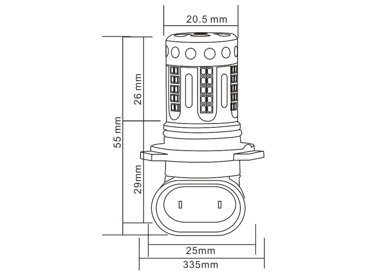 Lampada Led 9006 HB4 12V 21W Canbus Bianco Con Ventola In Testa Per Luce Fendinebbia