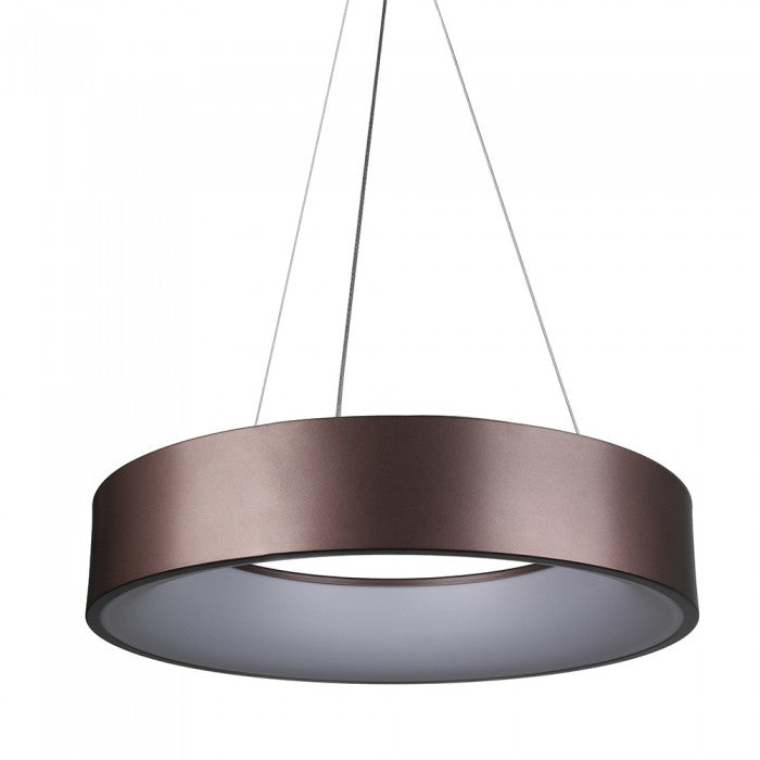 Lampada Led A Sospensione Moderno Circolare Colore Caffe Marrone Diametro 600mm 30W 3000K Dimmerabile SKU-3997