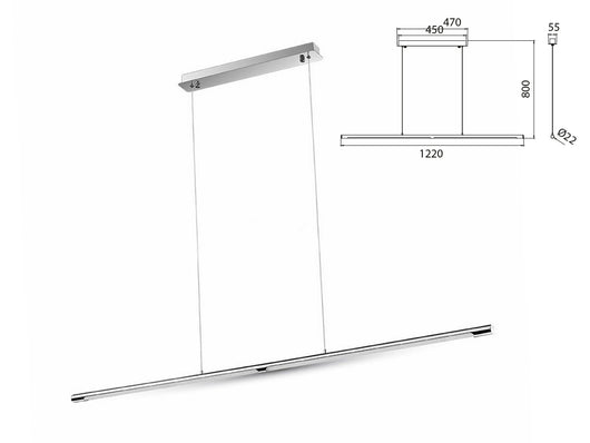 Lampada Led A Sospensione Moderno Designer Sleek Lunghezza 1220mm 24W 4000K SKU-3891