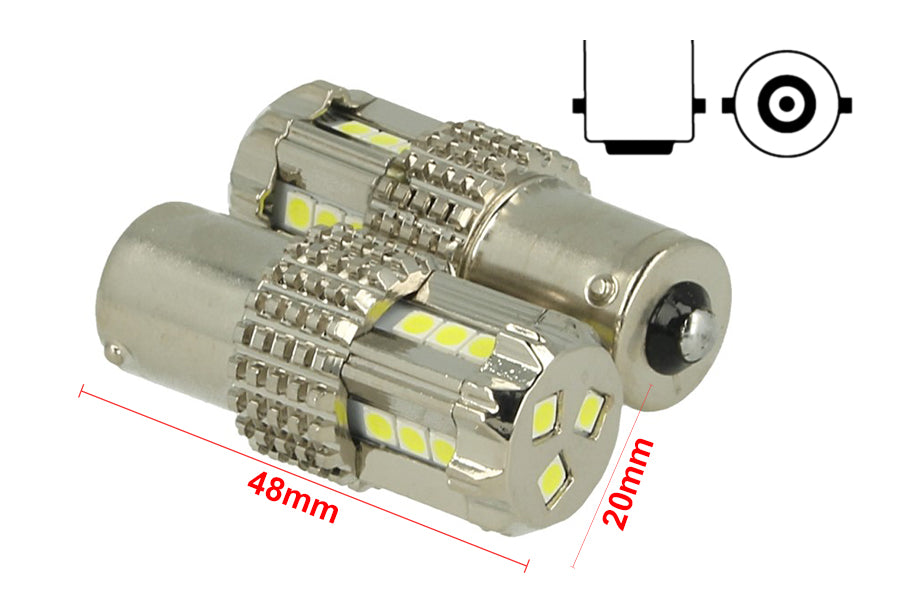 Lampada Led BA15S 1156 P21W 12V 45W Canbus Luci Diurne Audi Q7 A3 A6 Fiat 500X Renault Megane 3