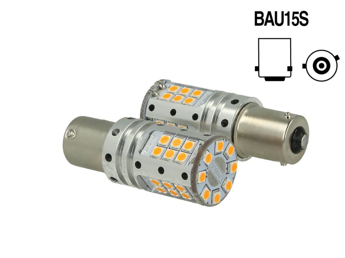 Lampada Led BAU15S PY21W Canbus 12V 25W Reale Arancione Piedi Storti Per Frecce No Errore 32 Smd 3030