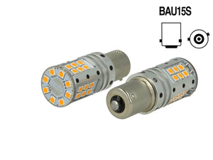 Lampada Led BAU15S PY21W Canbus 12V 25W Reale Arancione Piedi Storti Per Frecce No Errore 32 Smd 3030