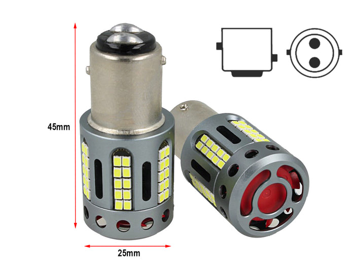 Lampada Led BAY15D 1157 100% Canbus 12V 21/5W Effettiva Bianco 6000K Con Ventola In Testa